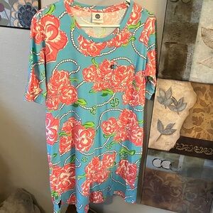 Simply Southern Blue and Pink Floral Mini Dress